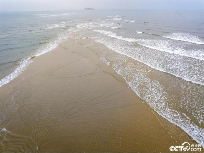 廣東茂名：海灘現交叉潮景觀